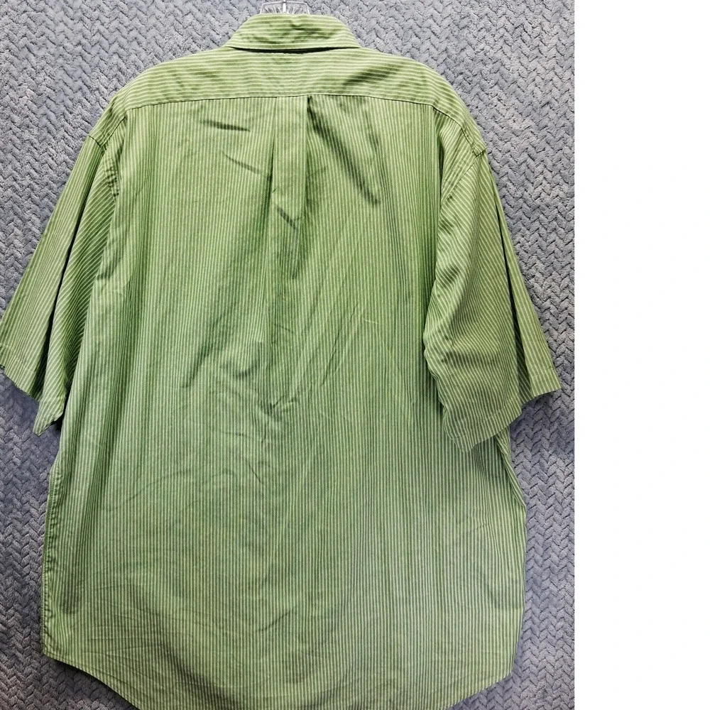 Ralph Lauren Yarmouth Mens 17.5 Green Striped 36/37 Button Down Shirt Preppy